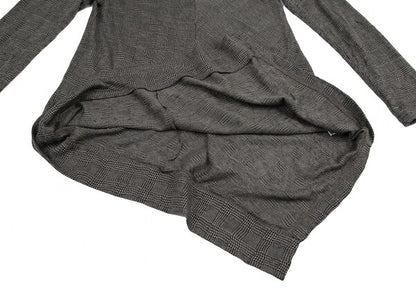 Y's Glen Check Panel Stretch Knit Sweater Gray Size 2