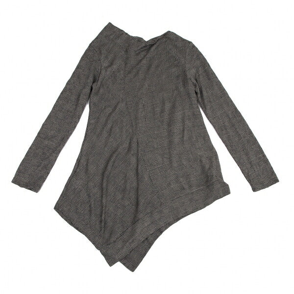 Y's Glen Check Panel Stretch Knit Sweater Gray Size 2