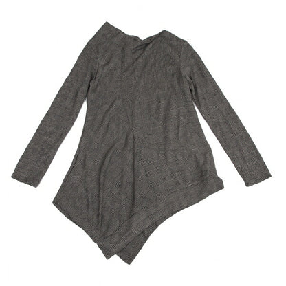 Y's Glen Check Panel Stretch Knit Sweater Gray Size 2