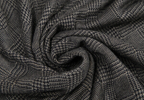 Y's Glen Check Panel Stretch Knit Sweater Gray Size 2