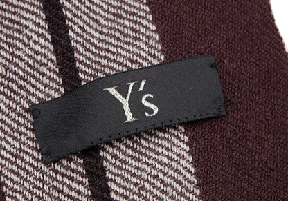Y's Striped Fringe Layered Black Maroon Muffler