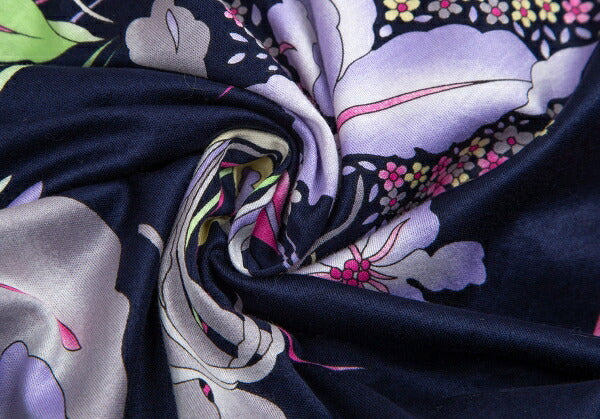 LEONARD Flower Print Back Zip T-Shirt Blue Size L