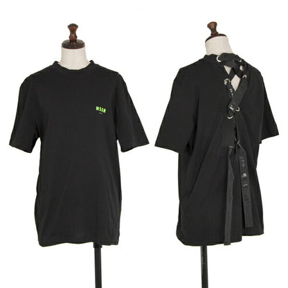 MSGM Back Lace-Up Print T-Shirt Black Size S