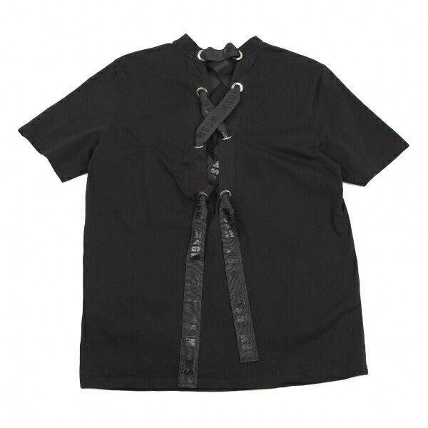 MSGM Back Lace-Up Print T-Shirt Black Size S