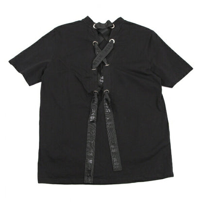 MSGM Back Lace-Up Print T-Shirt Black Size S