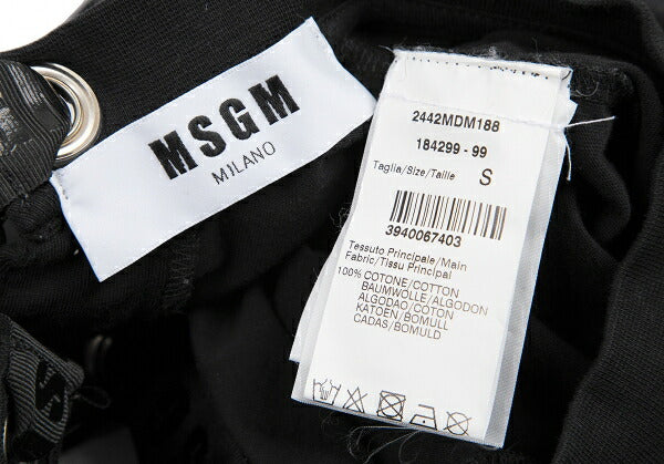 MSGM Back Lace-Up Print T-Shirt Black Size S