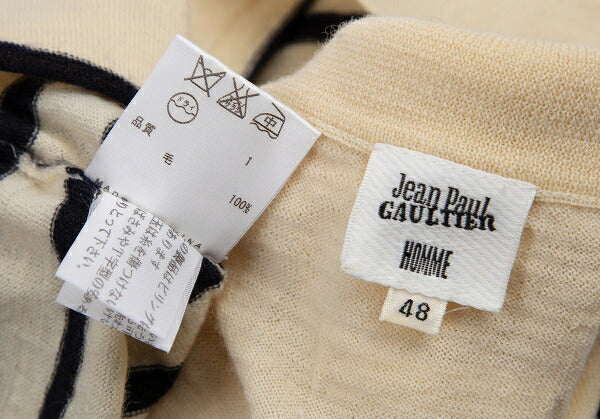 Jean Paul GAULTIER HOMME Marine Border Half-Zip Knit Size 48