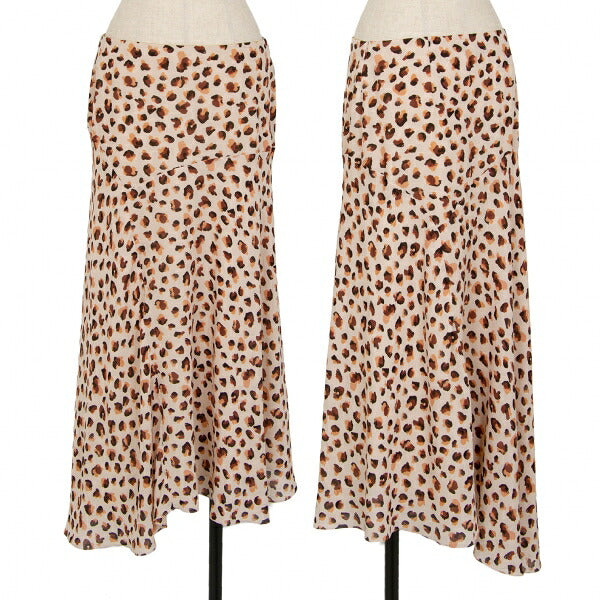 Theory 22SS Leopard Print Silk Asymmetric Skirt Pink Size 2