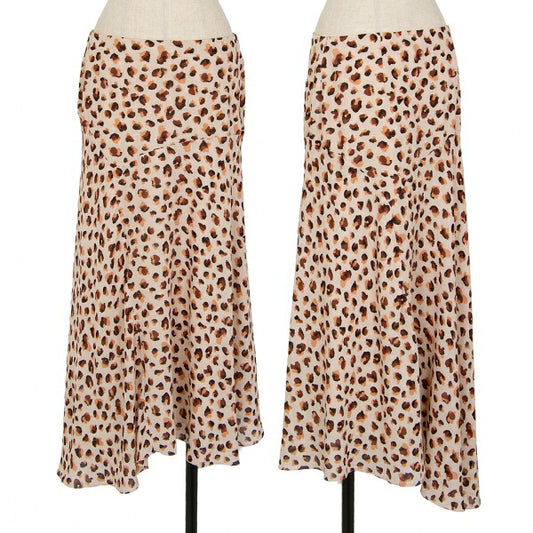 Theory 22SS Leopard Print Silk Asymmetric Skirt Pink Size 2