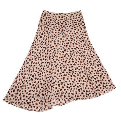 Theory 22SS Leopard Print Silk Asymmetric Skirt Pink Size 2