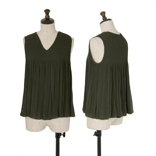 VIVIENNE TAM Pleated Reversible Tank Top Khaki Black Size 38