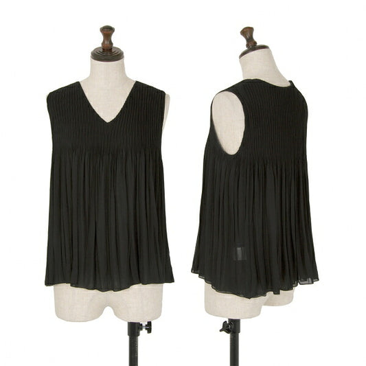 VIVIENNE TAM Pleated Reversible Tank Top Khaki Black Size 38