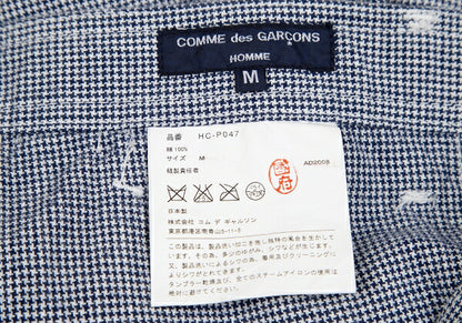 COMME des GARCONS HOMME Puppytooth Cotton White Navy Pants Size M