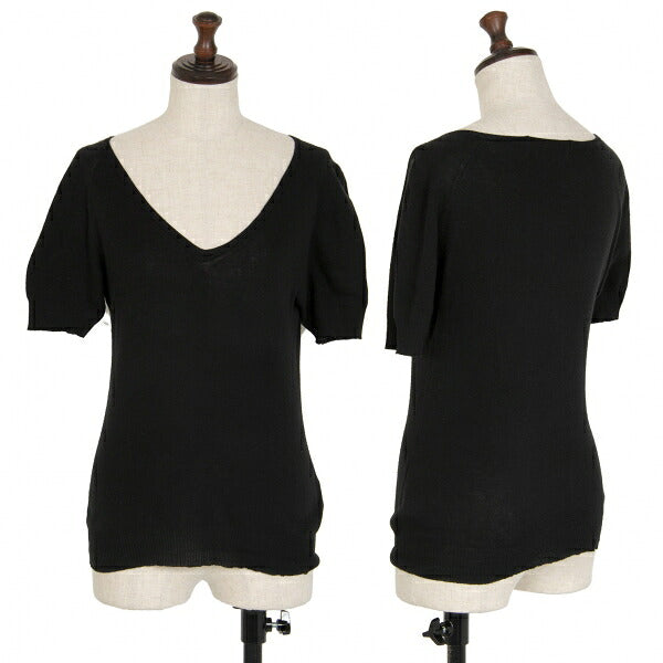 Yohji Yamamoto NOIR Cotton Silk V-Neck Knit Sweater Size 2