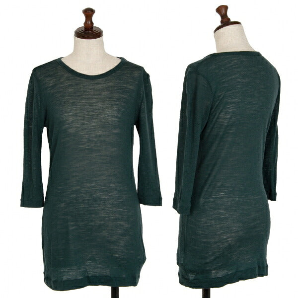 Yohji Yamamoto NOIR Sheer Wool 3/4 Sleeve Knit Green Size 2