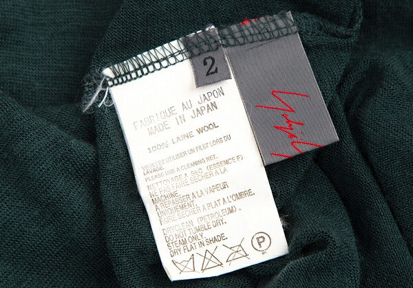 Yohji Yamamoto NOIR Sheer Wool 3/4 Sleeve Knit Green Size 2