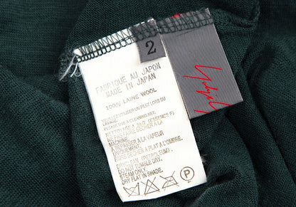 Yohji Yamamoto NOIR Sheer Wool 3/4 Sleeve Knit Green Size 2