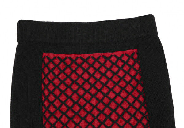 VIVIENNE TAM Front Bias Knit Black Red Skirt
