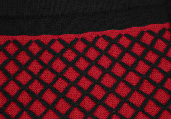 VIVIENNE TAM Front Bias Knit Black Red Skirt