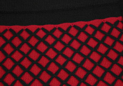 VIVIENNE TAM Front Bias Knit Black Red Skirt