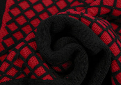 VIVIENNE TAM Front Bias Knit Black Red Skirt