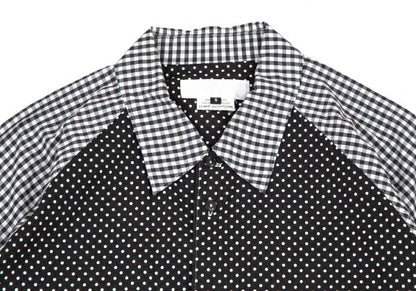 GANRYU Dot Gingham Check Panel Shirt Black Size S