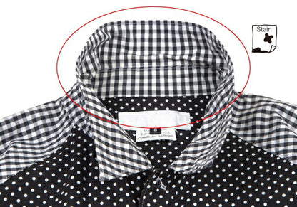 GANRYU Dot Gingham Check Panel Shirt Black Size S