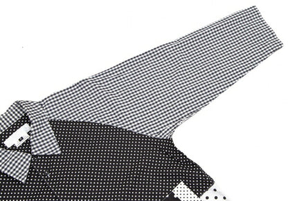 GANRYU Dot Gingham Check Panel Shirt Black Size S