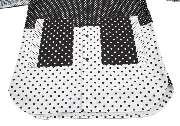 GANRYU Dot Gingham Check Panel Shirt Black Size S