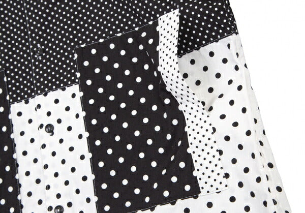GANRYU Dot Gingham Check Panel Shirt Black Size S