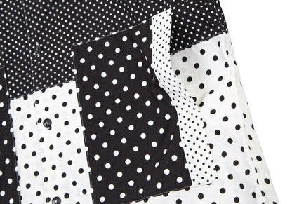 GANRYU Dot Gingham Check Panel Shirt Black Size S