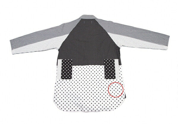 GANRYU Dot Gingham Check Panel Shirt Black Size S
