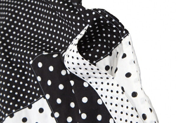 GANRYU Dot Gingham Check Panel Shirt Black Size S