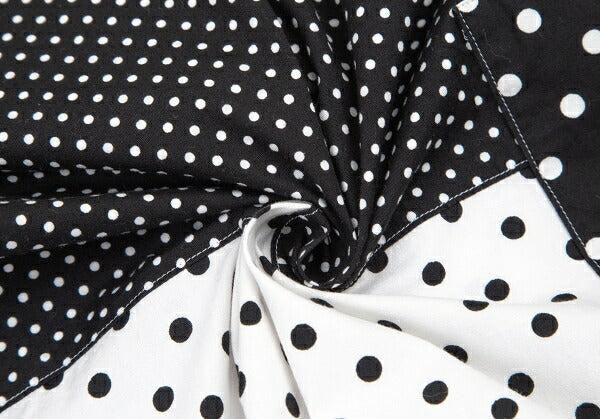 GANRYU Dot Gingham Check Panel Shirt Black Size S