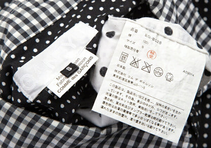 GANRYU Dot Gingham Check Panel Shirt Black Size S