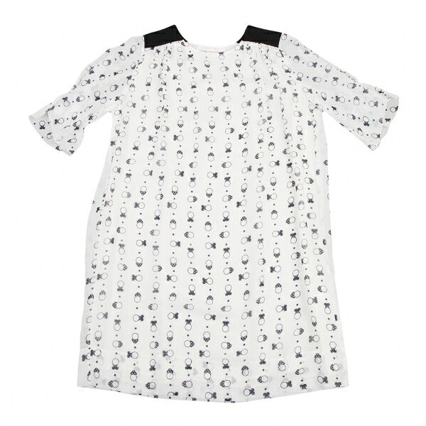 SEE BY CHLOE Pattern Rib Shoulder Midi White Black Dress Size 34