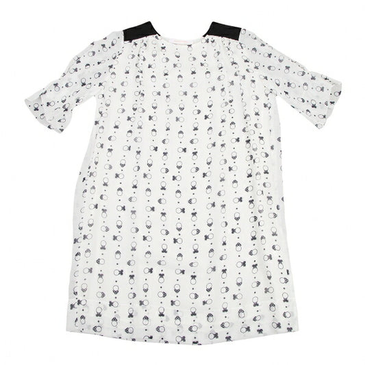 SEE BY CHLOE Pattern Rib Shoulder Midi White Black Dress Size 34