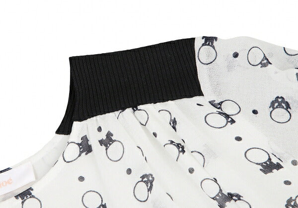 SEE BY CHLOE Pattern Rib Shoulder Midi White Black Dress Size 34