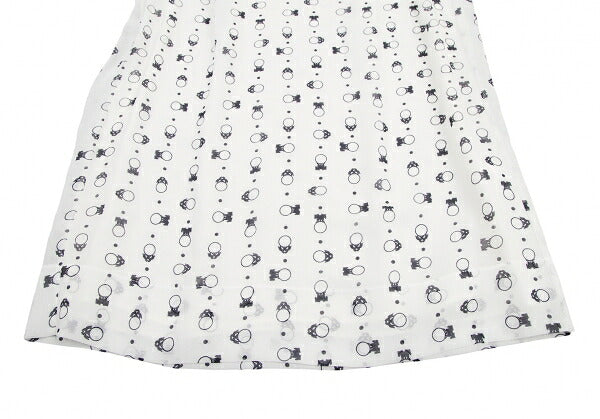 SEE BY CHLOE Pattern Rib Shoulder Midi White Black Dress Size 34