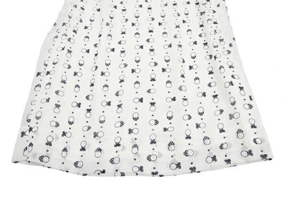 SEE BY CHLOE Pattern Rib Shoulder Midi White Black Dress Size 34