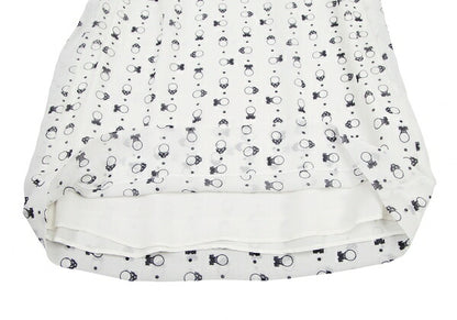 SEE BY CHLOE Pattern Rib Shoulder Midi White Black Dress Size 34