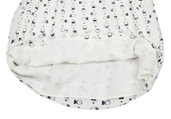 SEE BY CHLOE Pattern Rib Shoulder Midi White Black Dress Size 34