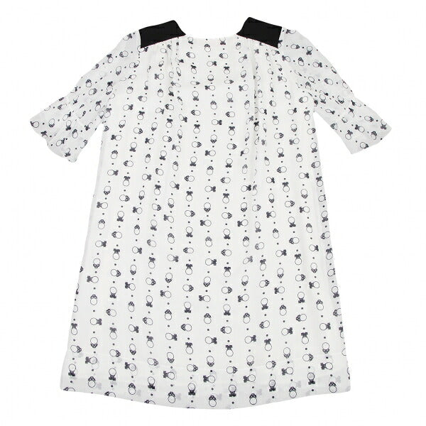 SEE BY CHLOE Pattern Rib Shoulder Midi White Black Dress Size 34