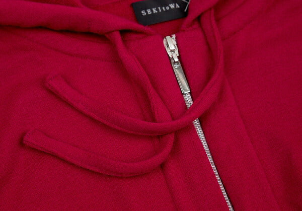 SEKItoWA Cashmere Zip-Up Hoodie Red Size XL
