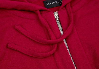 SEKItoWA Cashmere Zip-Up Hoodie Red Size XL