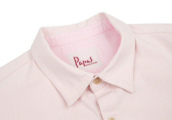 Papas Stretch Cotton Linen Pocket Shirt Pink Size 52LL