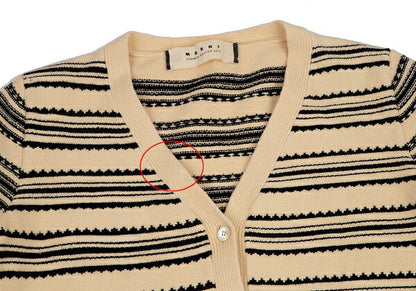 MARNI Stretch Cotton Border Short Cardigan Beige Size 38