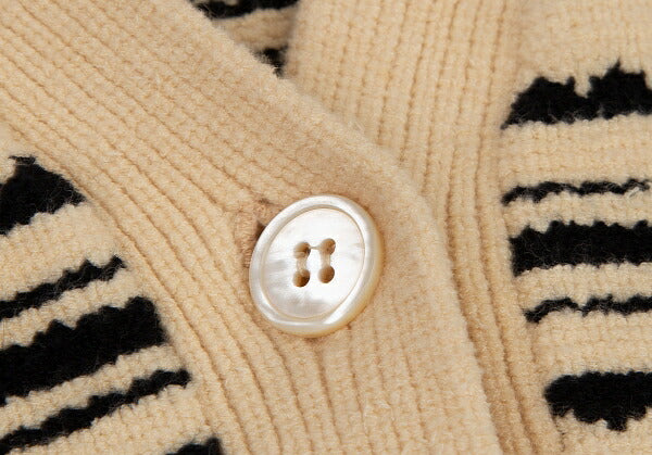 MARNI Stretch Cotton Border Short Cardigan Beige Size 38