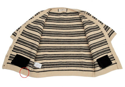 MARNI Stretch Cotton Border Short Cardigan Beige Size 38