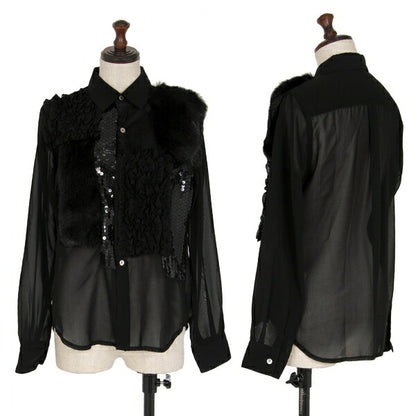 COMME des GARCONS Mixed Patchwork Sheer Blouse Shirt Size XS
